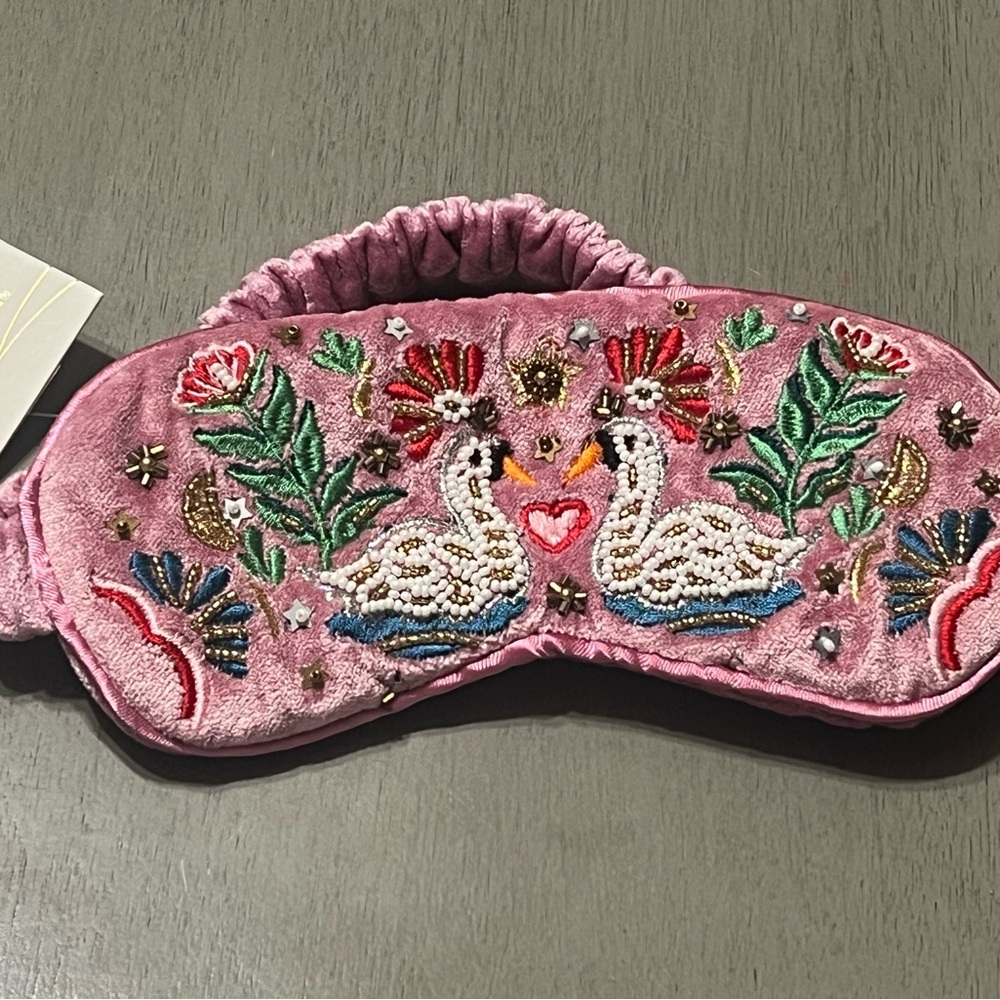 Embroidered/Beaded Pink Sleep Mask